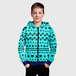 Толстовка на молнии детская Ведьмак зимний паттерн, цвет: 3D-синий — фото 2