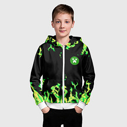 Толстовка на молнии детская Minecraft green flame, цвет: 3D-белый — фото 2