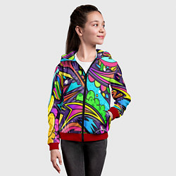 Толстовка на молнии детская Яркое граффити, цвет: 3D-красный — фото 2