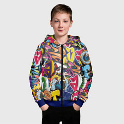 Толстовка на молнии детская Буква т в граффити, цвет: 3D-синий — фото 2