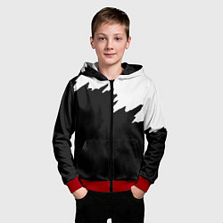Толстовка на молнии детская Просто краска черно белая, цвет: 3D-красный — фото 2
