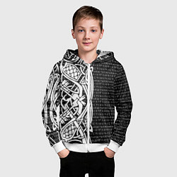 Толстовка на молнии детская Защитный узор и руны, цвет: 3D-белый — фото 2