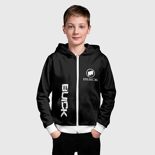 Детская толстовка на молнии Buik logo white / 3D-Белый – фото 3