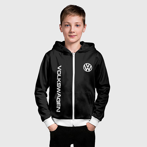 Детская толстовка на молнии Volkswagen logo white / 3D-Белый – фото 3