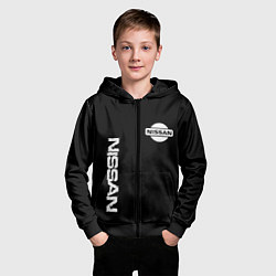 Толстовка на молнии детская Nissan logo white auto, цвет: 3D-черный — фото 2