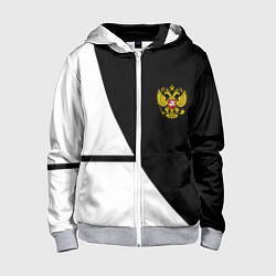 Толстовка на молнии детская Герб РФ текстура спорт, цвет: 3D-меланж