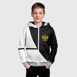 Толстовка на молнии детская Герб РФ текстура спорт, цвет: 3D-меланж — фото 2