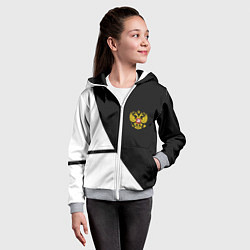 Толстовка на молнии детская Герб РФ текстура спорт, цвет: 3D-меланж — фото 2