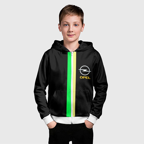 Детская толстовка на молнии Opel line geometry / 3D-Белый – фото 3