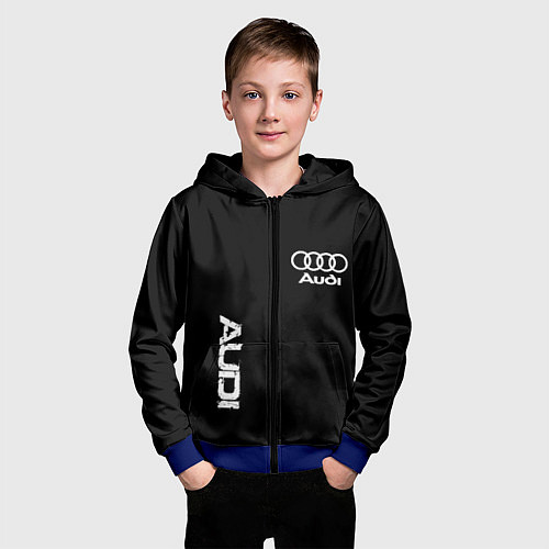 Детская толстовка на молнии AUDI sport white / 3D-Синий – фото 3