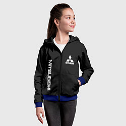 Толстовка на молнии детская Mitsubishi logo white auto, цвет: 3D-синий — фото 2