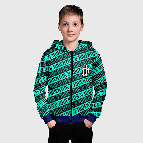 Детская толстовка на молнии Juventus pattern logo steel / 3D-Синий – фото 3