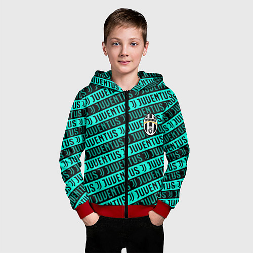 Детская толстовка на молнии Juventus pattern logo steel / 3D-Красный – фото 3