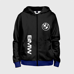 Толстовка на молнии детская BMW logo white auto, цвет: 3D-синий