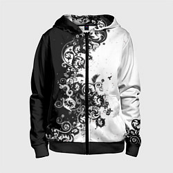 Толстовка на молнии детская Чёрно белый стильный узор, цвет: 3D-черный