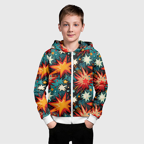 Детская толстовка на молнии Граффити звёзды и космос / 3D-Белый – фото 3