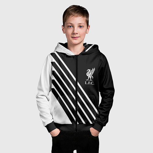 Детская толстовка на молнии Liverpool sport fc geometry / 3D-Черный – фото 3