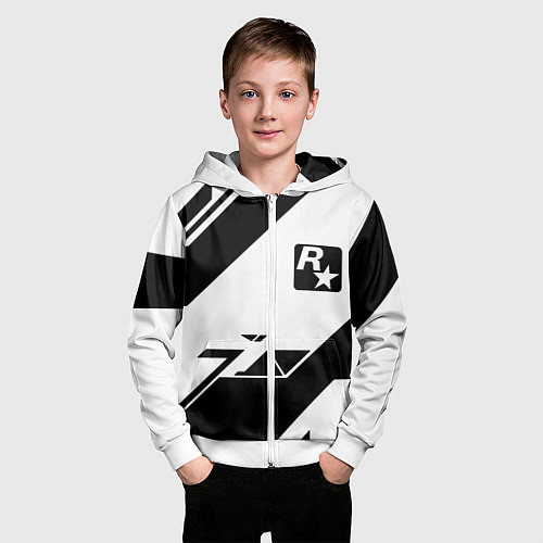 Детская толстовка на молнии Rockstar game pattern / 3D-Белый – фото 3