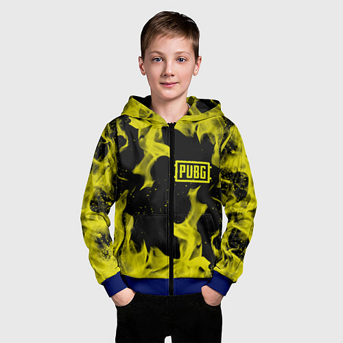 Детская толстовка на молнии PUBG жёлтый огонь / 3D-Синий – фото 3