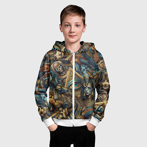 Детская толстовка на молнии Фараон Клеопатра и Божества древнего Египта / 3D-Белый – фото 3