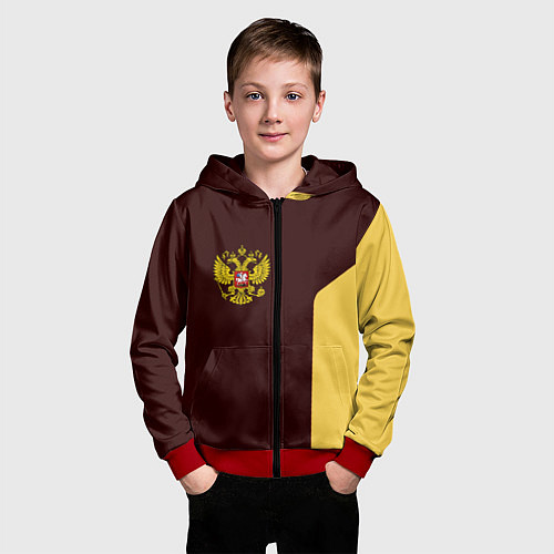 Детская толстовка на молнии Россия ретро стиль / 3D-Красный – фото 3