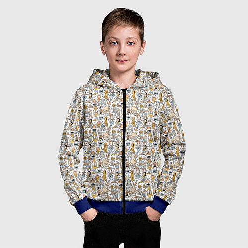 Детская толстовка на молнии Человечки и монстры / 3D-Синий – фото 3