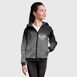 Толстовка на молнии детская Россия клетка паттерн, цвет: 3D-черный — фото 2