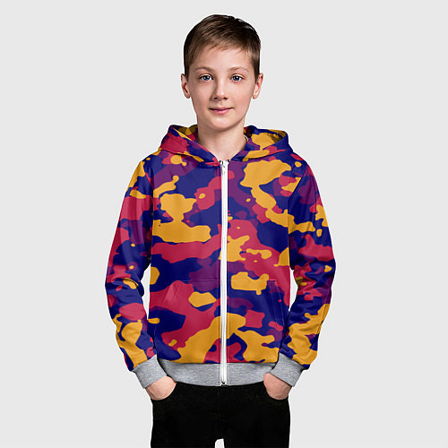 Детская толстовка на молнии Камуфляж армейский / 3D-Меланж – фото 3