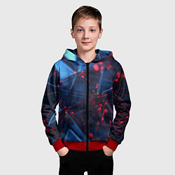 Толстовка на молнии детская Абстрактные треугольные элементы, цвет: 3D-красный — фото 2