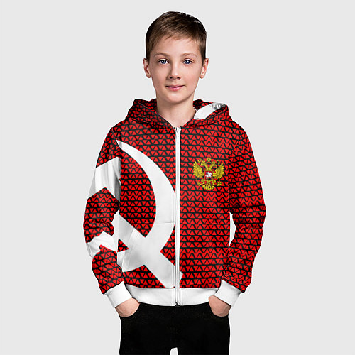 Детская толстовка на молнии РФ стиль СССР / 3D-Белый – фото 3