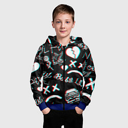 Толстовка на молнии детская Lil Peep logo glitch, цвет: 3D-синий — фото 2