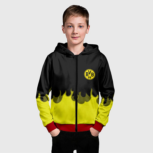 Детская толстовка на молнии Borussia fire fc / 3D-Красный – фото 3