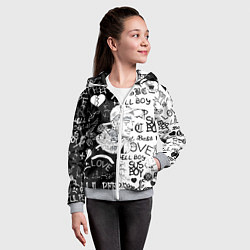 Толстовка на молнии детская Lii Peep pattern rap, цвет: 3D-меланж — фото 2