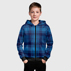 Толстовка на молнии детская Синяя клетка, цвет: 3D-черный — фото 2
