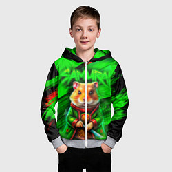 Толстовка на молнии детская Хомячок самурай, цвет: 3D-меланж — фото 2