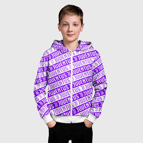 Детская толстовка на молнии Juventus pattern / 3D-Белый – фото 3