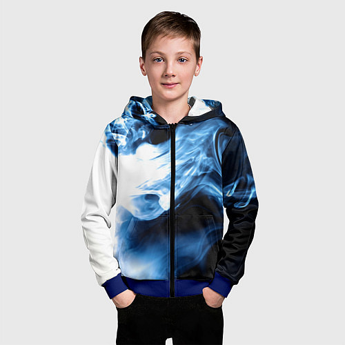Детская толстовка на молнии Дым смок вейпа текстура / 3D-Синий – фото 3