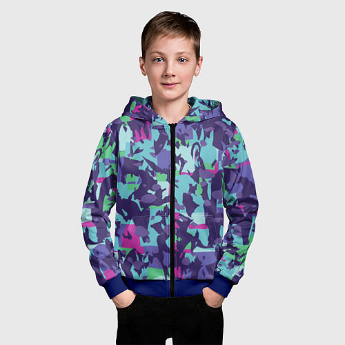 Детская толстовка на молнии Абстрактный фон со спортивным узором / 3D-Синий – фото 3
