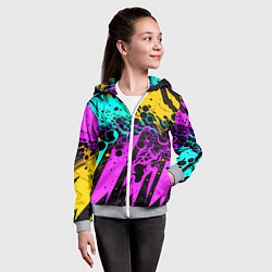 Толстовка на молнии детская Разноцветная неоновая абстракция - нейроарт, цвет: 3D-меланж — фото 2