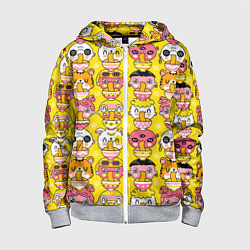 Толстовка на молнии детская Детишки и зверушки едят рамен, цвет: 3D-меланж