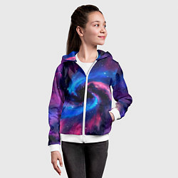 Толстовка на молнии детская Космическая туманность-спираль и звёзды, цвет: 3D-белый — фото 2