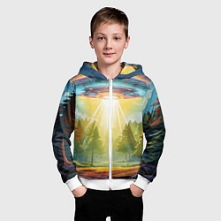 Толстовка на молнии детская UFO In The Forest, цвет: 3D-белый — фото 2