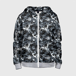 Толстовка на молнии детская Выдры купаются в речке - паттерн, цвет: 3D-меланж