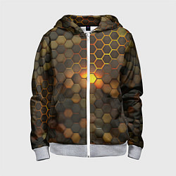 Толстовка на молнии детская Светящиеся коричневый соты - тепловая энергия, цвет: 3D-меланж
