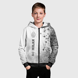 Толстовка на молнии детская AC Milan - white gradient по-вертикали, цвет: 3D-черный — фото 2