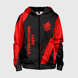 Толстовка на молнии детская Cyberpunk 2077 - red gradient вертикально, цвет: 3D-черный