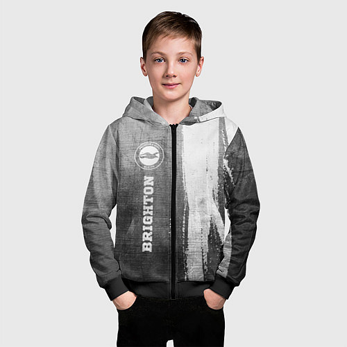 Детская толстовка на молнии Brighton - grey gradient по-вертикали / 3D-Черный – фото 3