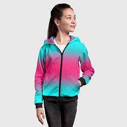 Толстовка на молнии детская Градиент текстура неон, цвет: 3D-черный — фото 2