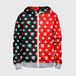 Толстовка на молнии детская Roblox glitch pattern, цвет: 3D-меланж