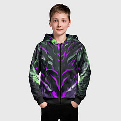 Толстовка на молнии детская Фиолетовые адские полосы на чёрном фоне, цвет: 3D-черный — фото 2